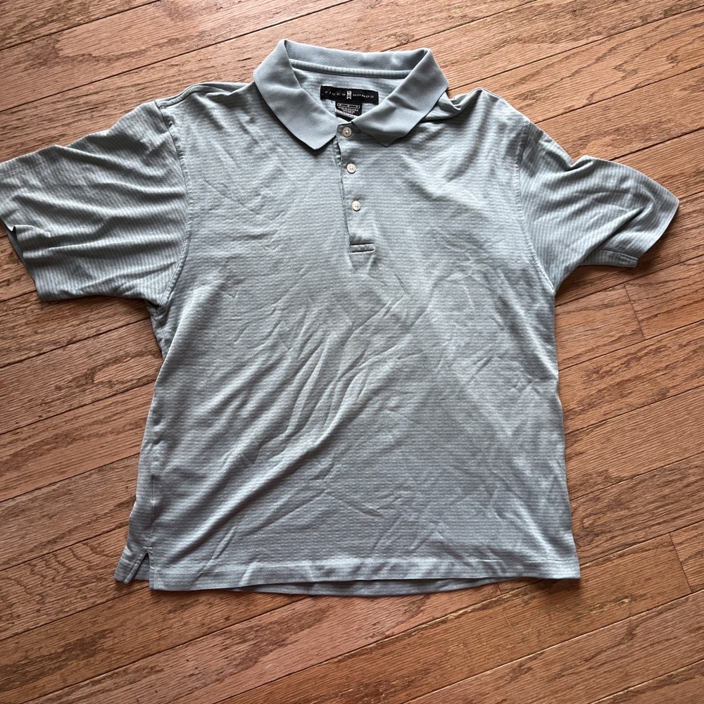 Vtg Tiger Woods Polo Shirt Men Medium Blue Striped Short Sleeve Performance Golf